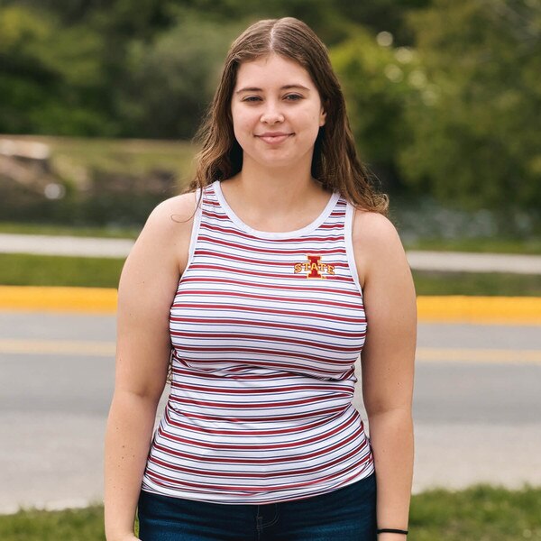 Antigua Women's I-State Cardinal and Blue Striped Tank Top